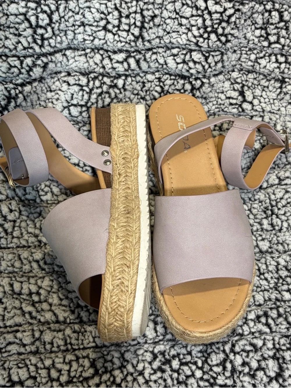 Soda Light Pink Platform Espadrille Sandals with Ankle Strap